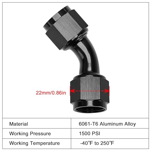 Image of EVIL ENERGY 8AN Female to 8AN Female 45 Degree Swivel Coupler Union Fitting Adapter Aluminum Black