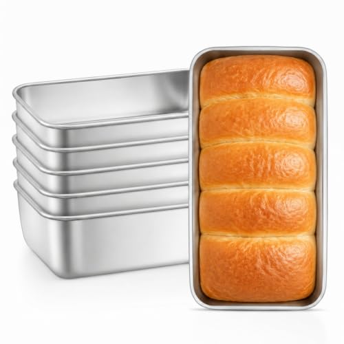 Leonyo Non-Toxic 9x5IN Stainless Steel Loaf Pan for Baking Bread 6 Pack