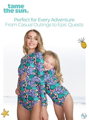 Image of One Piece Girls Swimsuit Long Sleeve UPF 50+ Rash Guard with UV Protection