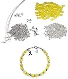 DIY Craft Beading Kit, Everything to Make Cancer Awareness Bracelets, Uses Wire, Crimps and Clasps,...