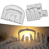 Silikon Gießform Krippe,silikonform weihnachten, 2 Stück Silikonform Krippe,Krippenfiguren Gießform,Silikonformen Gießformen Krippe Weihnachten(14×19cm)