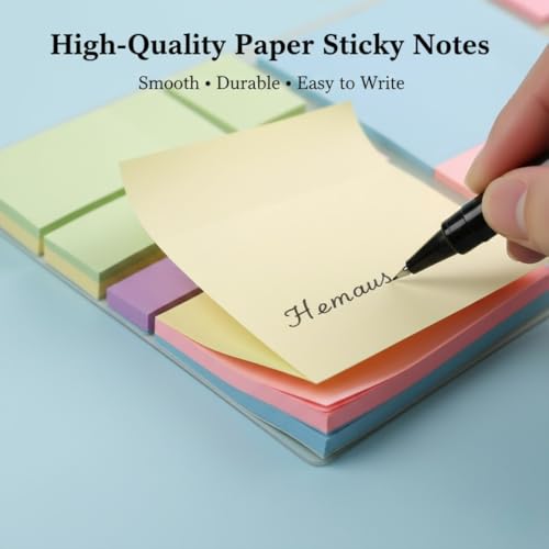 Image of FunBlast Sticky Notes - 375 Sheets Sticky Notes, Stationary Items, Self-Adhesive Memo Pad Bookmark Point It Marker Memo Sticker, Sticky Pad, Stick Notes for Study - 6 Size (Light Color)