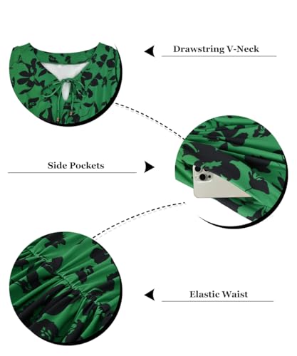 Image of RITERA Plus Size Dresses for Curvy Women Short Sleeve V-Neck Summer Dress Floral /Solid Midi Sundress with Pockets XL-5XL