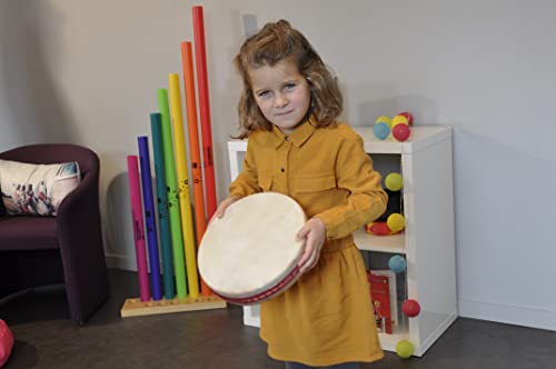 FUZEAU - 70625 - Ocean Drum - Ocean Drum - Trommel mit Naturhaut Ø 25 cm - Imitiert den Klang des Meeres - Entspannung - Musiktherapie - Naturambiente - ab 5 Jahren, Beige (Assorted)