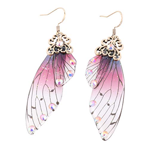 Happyyami Pendientes de alas de mariposa, pendientes de hada, para mujer, pendientes de gota...
