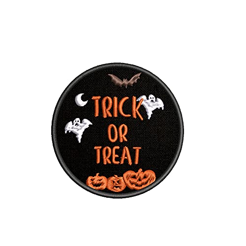 Trick or Treat 3" Round Embroidered Christmas Patch Iron-On/Sew-On Halloween