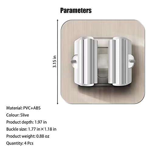 Self-Adhesive Mop Holder,Broom Wall Mounted Rack,Sweeper Gripper Hanger,Cleaning Tools Sticker Hook,Bathroom/Kitchen/Toilet/Garage/Garden Organization Gadget,No Drilling/Strong Bearing/Anti-Slip(4Pcs) #TOP6