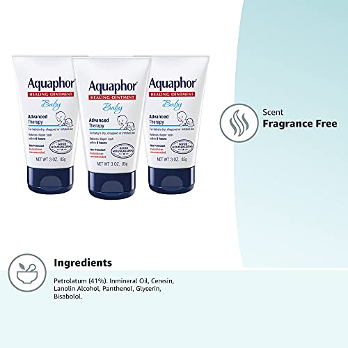 Aquaphor Baby Healing Ointment Diaper Rash and Dry Skin Protectant, 3 oz (Pack of 3) - Image 9 thumbnail