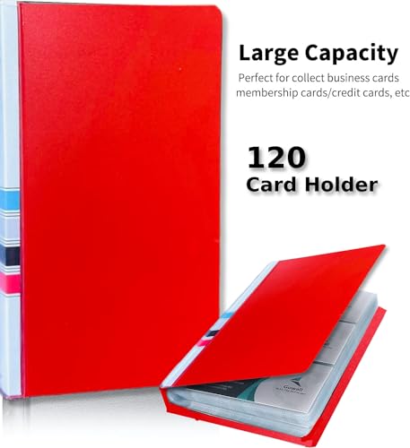 Image of Business Card Holder, Holds Business /Visiting /Debit /Name Id Card Book Case Organizer Slots (Pack of 1) (Red, 120 Pocket)