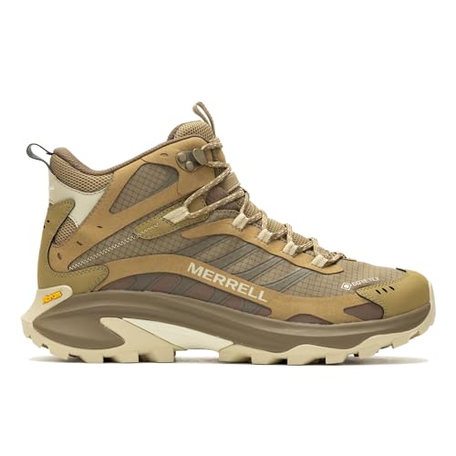 Image of Merrell Moab Speed 2 Mid GTX Shoes for Men - Gore-TEX Technology - Mesh Lining and Upper Coyote 12 M
