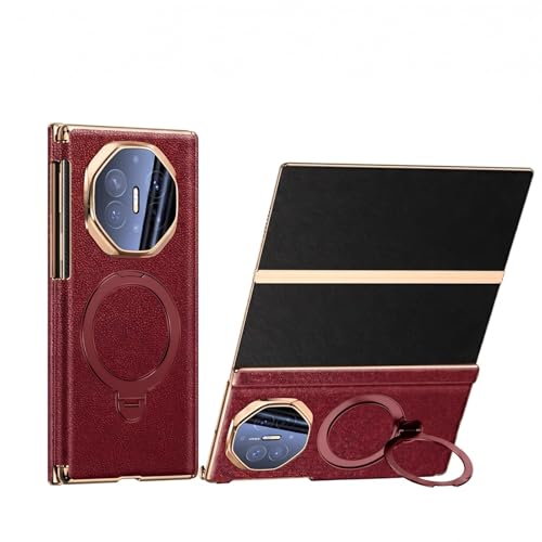 Coque Huawei Mate XT en cuir Fjord rouge et charnière aimantée luxe