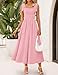 ZESICA Women's Summer Spaghetti Strap Maxi Dress 2026 Tie Shoulder Square Neck Flowy Wedding Guest Party Beach Long Dresses,Pink,Small