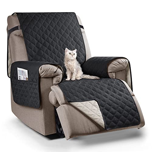 TAOCOCO Fundas para Sofa 1 Plaza con Bolsa de Almacenamiento, Funda Sillon Relax Reclinable Impermeable, Funda de sofá para Mascotas Lavable, antiarañazos y antisuciedad.(Negro/Recliner)