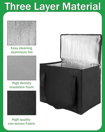 Colemoly Reusable Grocery Bags 4 Pack Shopping Bags Insulated Bag (Black 16x13x10 inch)