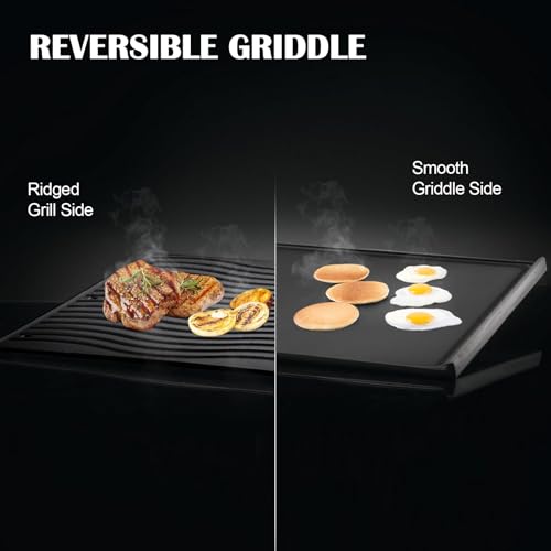 Image of Hiorucet Cast Iron Griddle, Reversible Griddle Plate for Napoleon Prestige 500, Pro 500, Built-In 500, LEX Series, 485, 665, 605, 730, 825, 56040, 56041 - 2-Sided Cooking Flat Top Pan