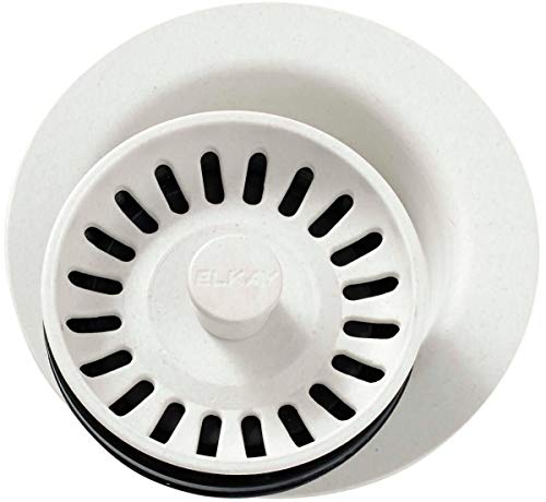 Elkay LKQD35 Polymer 3-1/2" Disposer Flange with Removable Basket Strainer and Rubber Stopper - Parchment