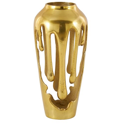 Image of Deco 79 Aluminum Metal Abstract Vase, Vase 7 inch x 7 inch x 15 inch, Gold