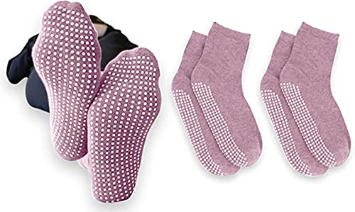 Own It OT 2 Pairs Non Slip Anti Skid Grip Socks for Yoga, Barre, Pilates, Ballet, Workout, Hospital, Slippery Floors | Yoga Athletic Socks for Women and Men (Pink)