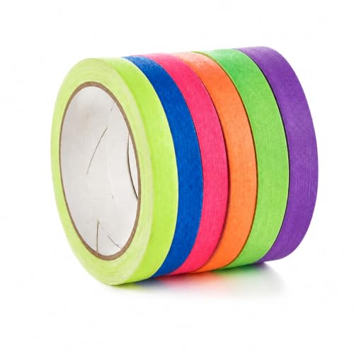 Spike Tape Set, 1/2 in x 36 ft Neon Gaffer Tape, 6 Color Stage Marking Tape
