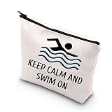 BDPWSS Swimming Makeup Bag For Women Pool Lover Swimmer Gift Swim Lover Gift Keep Calm And Swim On Funny Swimming Team Travel Pouch (Keep calm swim on)