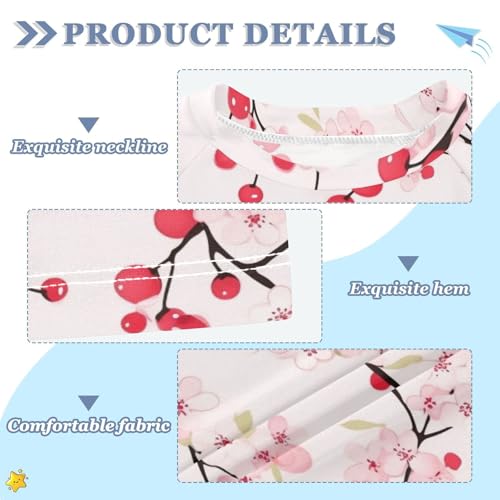ALAZA Kids Rash Guard Girls Toddler Swim Shirts Short Sleeve Cherry Flower Pink UPF 50+ 3T3