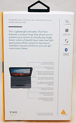 Zagg El8Zkf-Bb0 Folio Case With Backlit Keyboard For 2016 Verizon Ellipsis 8 Tablet, Black #TOP4
