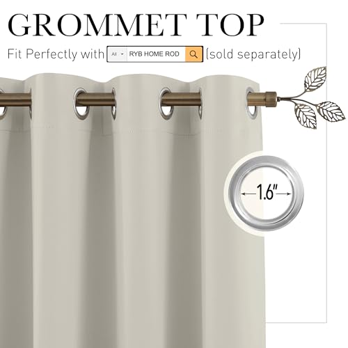 Image of RYB HOME Extra Wide Curtains for Divider Room Separation Soundproof Temporary Door Curtains for Bedroom Closet Office Theatre Garage Living Room Privacy Drop Cloth, W 120 x L 84 inches, Natural