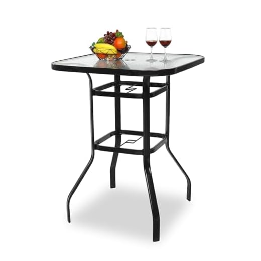 Modern Outdoor Bar Table with Umbrella Hole