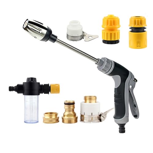 Pressure Washer, Hose Nozzle, Highly Durable, Quick and Easy Installation, Blast Away Dirt Instantly Stainless Steel Universal Hose Fit, Tool Free Install for Patio Car (1Set)