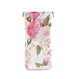 MOYYO Beautiful Floral Pink Roses Eyeglass Pouch Squeeze Top Portable Sunglasses Bag Pouch PU Leathe