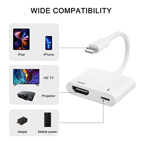 Adaptador HDMI para iPhone para TV, adaptador AV digital 1080p para iPhone (não precisa de energia)