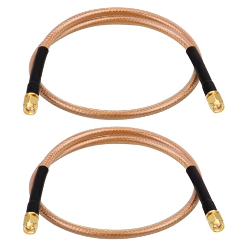 XRDS -RF RG8X SMA Extension Cable, Low Loss SMA Male to SMA Male Coaxial Cable, High-Density Braided Copper 50 Ohm Coax for WiFi Antenna, 4G 5G LTE Gateway, Router, Ham Radio 2FT 2PCS