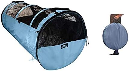 HandinHandCreations Pet Tube Soft Car Crate Large Kennel The Safe Dog and Cat Travel Mobile Home Pet Limo with Seat Belts and Storage Bag 47Lx24H Grey Color