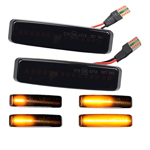 LEDFEWAG 2 pièces LED Feux de jour Clignotant Latéraux Dynamique Ambre Compatibile pour 5 serie E39 1995- 2003 Cover