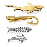 Fun Ocean Fish Tie Clip Set 4PCS Unique Personalized Shark Whale Tie Pin Business Gift for Men