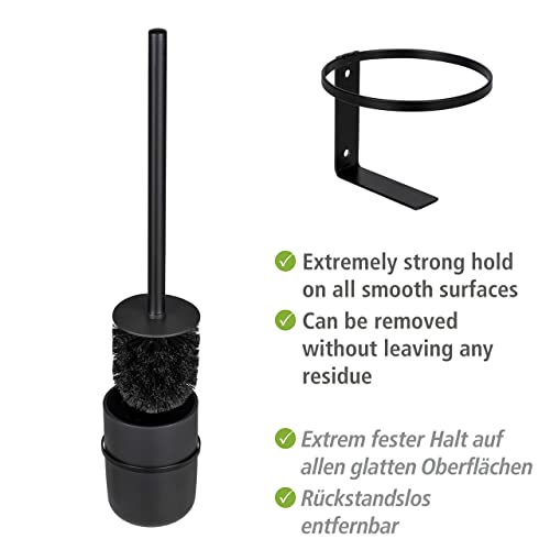 WENKO Carpino Toilet Brush Holder for Easy Attachment No Drilling Flexible Cover Wall Mount Metal Black, Black/Black, 9,5 x 35 x 10 cm - Image 4