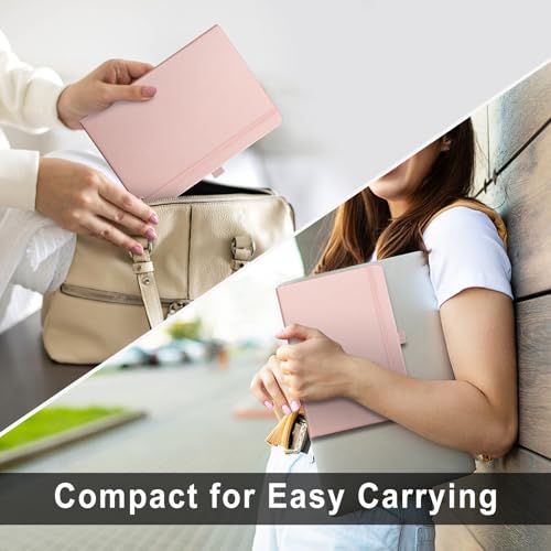 EMSHOI A5 Notebook Lined Journal - 120gsm Thick Paper, Hardcover Leather Notebook for Women Men College Ruled with 160 Pages, Journal Stencils, Inner Pocket, 21 x 14.5 cm - Rose Gold - Image 5