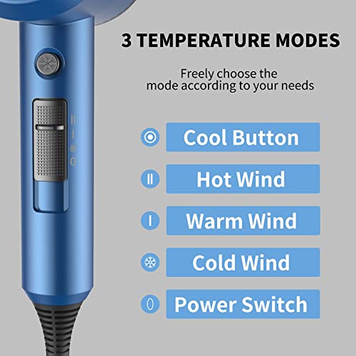 Ionic Hair Dryer, Dooair 1875W Blow Dryer With Diffuser And Concentrator, Professional Hair Dryer For Curly Hair, Negative Ion Technology, Constant Temperature Hair Care For Light And Quiet (Blue) #TOP4