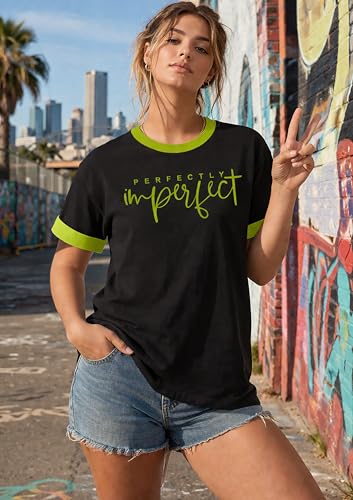 Image of London Hills Women's Drop Shoulder T-Shirt | Graphic Print Colorblock Half Sleeve Cotton T-Shirt | Casual Round Neck Top Soft Breathable Fabric | Regular Fit Stylish Tshirt