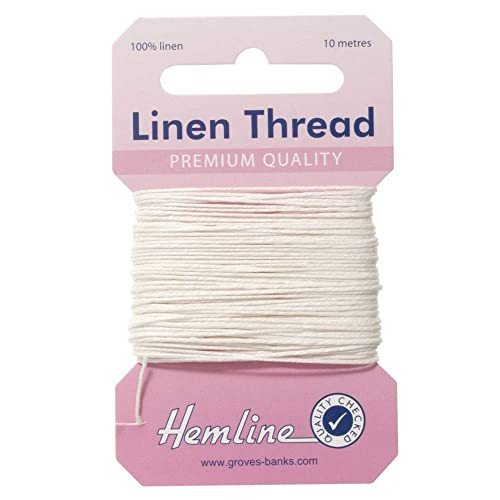 Hemline Strong Linen Thread for Sewing and Repair of Canvas Upholstery, Saddlery and Heavy Fabrics - Colour White - 2 x 10m Cards