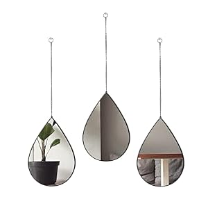 DECANIT Black Mirrors for Wall Decoration Teardrop Mirrors for Living Room Decor & Home Decor, Pack of 3