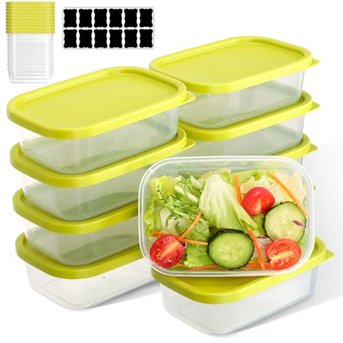 AiQInu Boîtes de conservation avec couvercle-10 x 520 ML carrées, sans BPA, rangement et organisation des aliments, hermétiques, lavables au lave-vaisselle. Boîtes de congélation pour la préparation