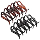 Parcelona French Dentelle Black and Shell Medium 3.5 Inch Jaw Claw Hair Clip Clutcher(2 pieces)