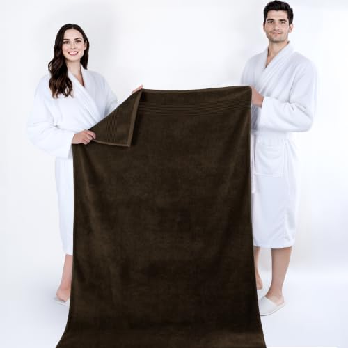 Image of Cotton Paradise 100% Cotton Turkish Towel Set, Soft Absorbent Quick Dry, 2 Piece 35x70 Bath Sheet Set, Chocolate Brown