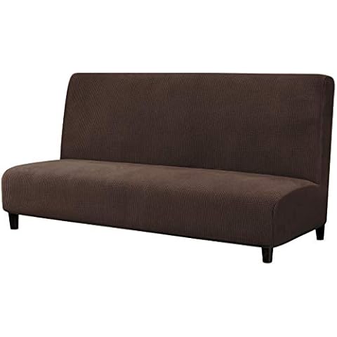 SU SUBRTEX Armless Sofa Cover Loveseat Slipcover Stretch Sofa Slipcover Removable Anti Slip Furniture Protector Couch Cover (Chocolate,Sofa) Cover