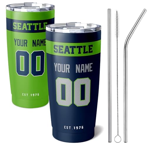 Image of ANTKING Seattle Tumbler 20 oz Travel Coffee Cup Custom Name Number for Men Women Boy Gifts
