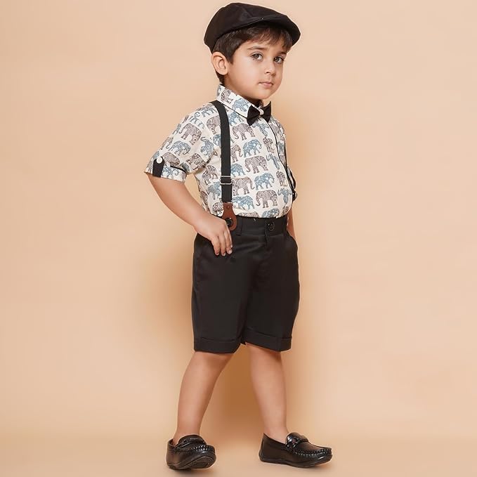 Image of AJ DEZINES Kids Casual Wear Clothing Cotton Shirt Short Set For Boys