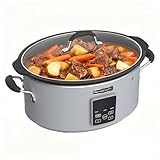 HOMECOOKIN Slow Cooker, Extra Large 10 Quart Digital Programmable Slow Cookers with Timer, Dishwasher Safe Glass Lid & Crock, Kitchen Appliance for Families and Gatherings, Grey