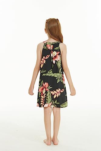 Image of Family Matching Hawaiian Clothes, Black Rafelsia | Lightweight 100% rayon • Family matching outfits • Beach vacations • Luaus • Cruises • Family photos
