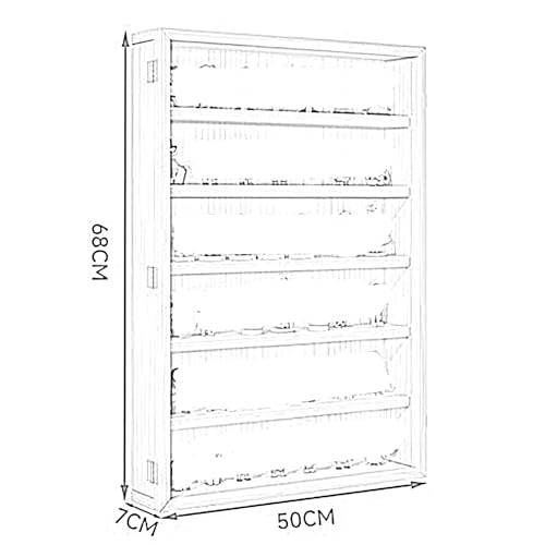Vitrine aus Holz mit Acryltür, 3/4/5/6 Etagen, Sammlerstücke, Wandmontage, für Figuren und Erinnerungsstücke, ideal für Zuhause und Büro – Bild 3